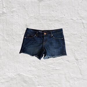 MOSSIMO Denim Jean Shorts Raw Edge Hem Dark Wash Size 6/28